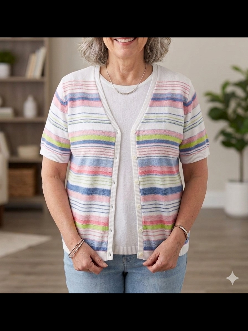 Twin Set Chardigan Alfred Dunner to Multicolor Stripes - XL Size